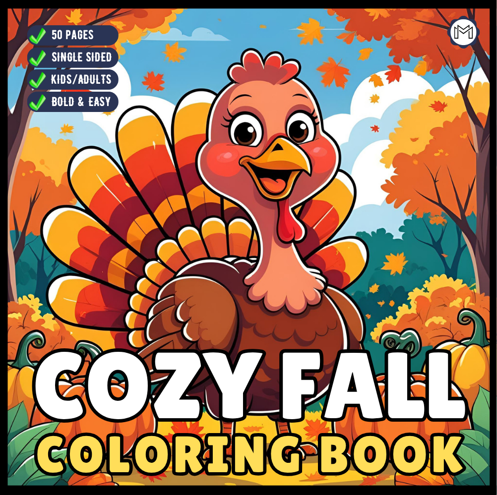 Cute and Cozy Fall Days Vibes Coloring Book for Adults Men Women Kids Boys Girls Teens Super Cute Simple Fall Bold and Easy Coloring Book
