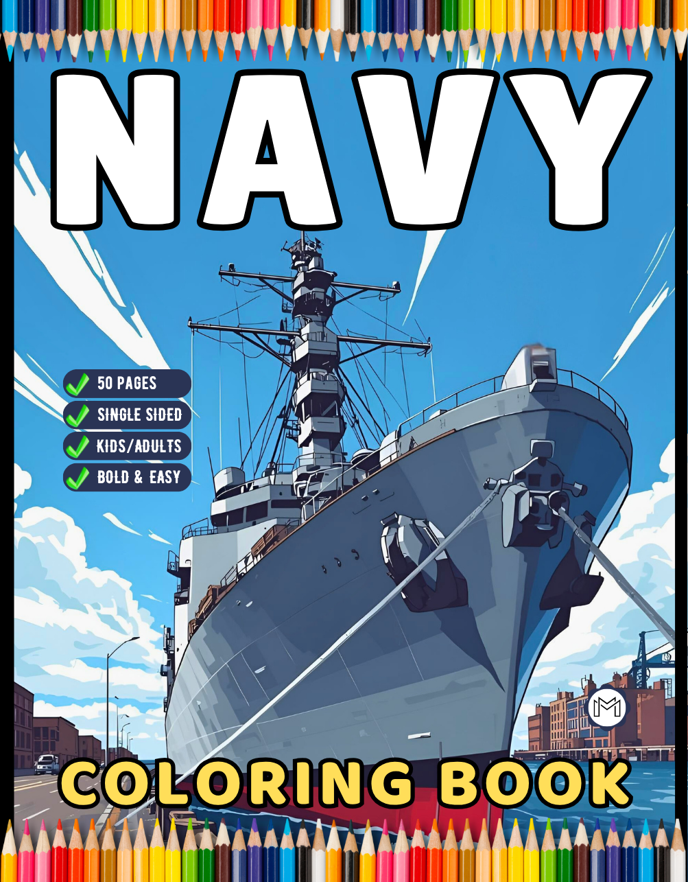 Navy Ship Coloring Book for Adults Men Women Kids Boys Girls Teens Navy Carrier Ship Coloring Sheets Military Navy Coloring Pages Children