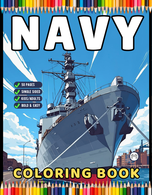 Navy Ship Coloring Book for Adults Men Women Kids Boys Girls Teens Navy Carrier Ship Coloring Sheets Military Navy Coloring Pages Children
