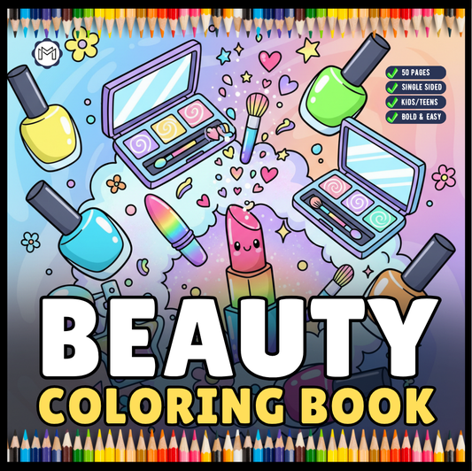Cool Beauty Stuff Makeup Items Coloring Book for Women Mom Wife Girls Teens Bold and Easy Cozy Beauty Coloring Pages for Children