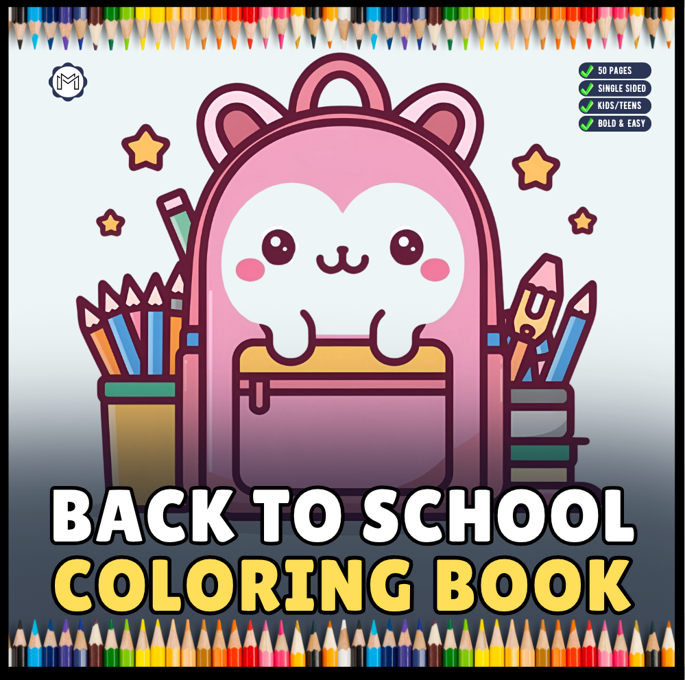 Cool Back to School Coloring Book for Kids Boys Girls Teens Youth 50 Pages Single Sided Back to School Coloring Activity Book for Students