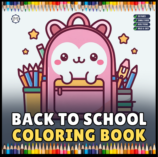 Cool Back to School Coloring Book for Kids Boys Girls Teens Youth 50 Pages Single Sided Back to School Coloring Activity Book for Students