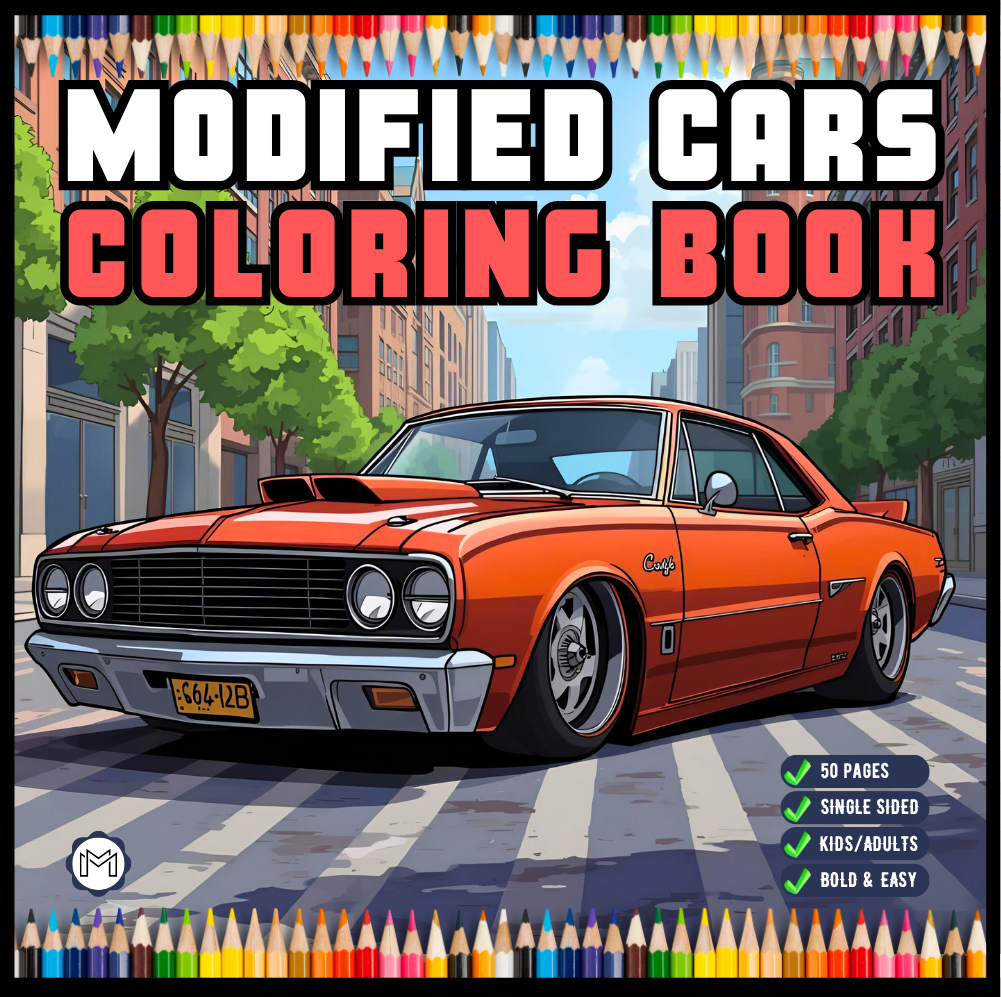 Modified Cars Coloring Book for Adults Men Women Kids Boys Girls Teens Modified Exotic Racing Cars Drift Cars Coloring Activity Book Gift