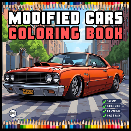 Modified Cars Coloring Book for Adults Men Women Kids Boys Girls Teens Modified Exotic Racing Cars Drift Cars Coloring Activity Book Gift