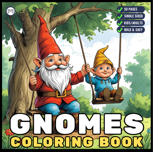 Cozy and Comfy Garden Gnomes Coloring Book Gift for Adults Men Women Kids Young Boys Girls Teens Cute Enchanted Gnome Coloring Pages Book