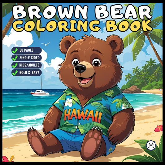 Cute Brown Bear Coloring Book Gift for Adults Kids Men Women Young Boys Girls Teens Cool Cozy Teddy Bear Coloring Activity Book for Children