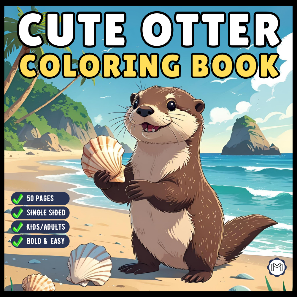 Funny Cute Kawaii Sea Otter Animal Coloring Book Gift for Adults Men Women Kids Boys Girls Teens Cool River Otter Coloring Activity Book
