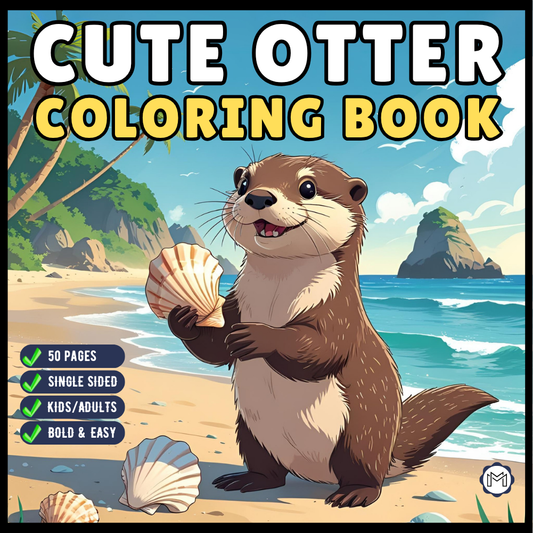 Funny Cute Kawaii Sea Otter Animal Coloring Book Gift for Adults Men Women Kids Boys Girls Teens Cool River Otter Coloring Activity Book