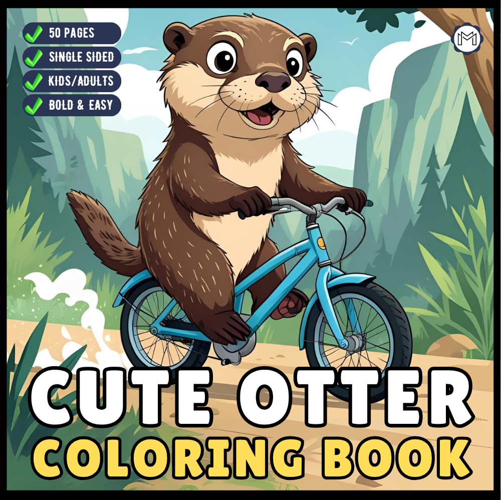 Funny Cute Kawaii Sea Otter Animal Coloring Book Gift for Adults Men Women Kids Boys Girls Teens Cool River Otter Coloring Activity Book