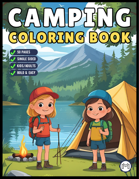 Bold and Easy Cozy Camping Coloring Book Gift for Adults Men Women Kids Boys Girls Young Teens Summer Camp Camping Coloring Sheets Children