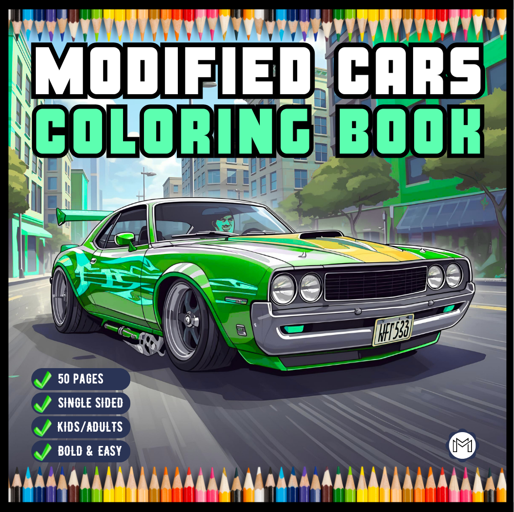 Modified Cars Coloring Book for Adults Men Women Kids Boys Girls Teens Modified Exotic Racing Cars Drift Cars Coloring Activity Book Gift