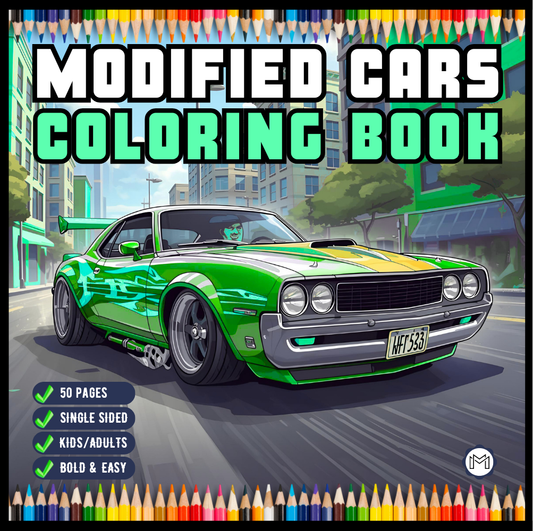 Modified Cars Coloring Book for Adults Men Women Kids Boys Girls Teens Modified Exotic Racing Cars Drift Cars Coloring Activity Book Gift