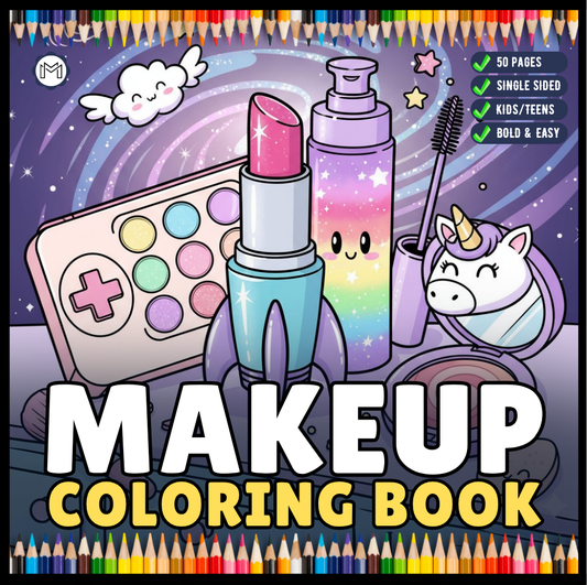 Cool Beauty Stuff Makeup Items Coloring Book for Women Mom Wife Girls Teens 50 Pages Bold and Easy Cozy Beauty Coloring Pages for Children
