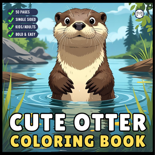 Funny Cute Kawaii Sea Otter Animal Coloring Book Gift for Adults Men Women Kids Boys Girls Teens Cool River Otter Coloring Activity Book