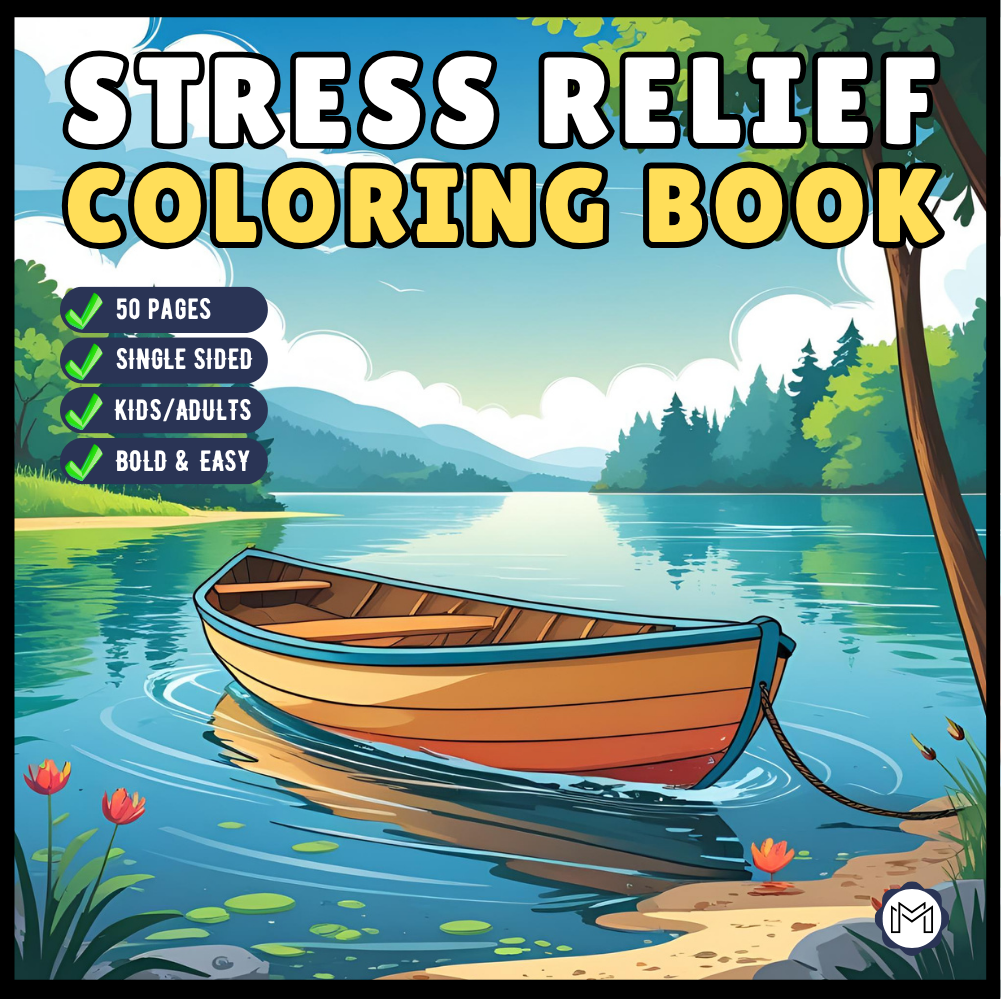 Stress Relief Relaxation Coloring Book Gift for Adults Kids Men Women Boys Girls Young Teens 50 Pages Single Sided Cozy Places Bold and Easy