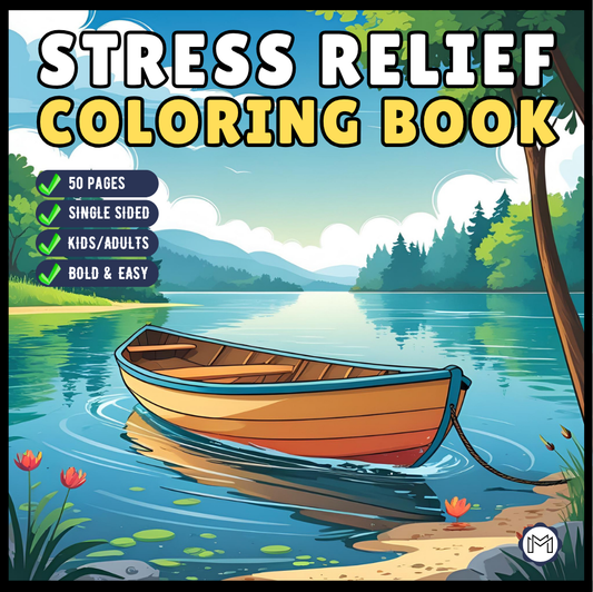 Stress Relief Relaxation Coloring Book Gift for Adults Kids Men Women Boys Girls Young Teens 50 Pages Single Sided Cozy Places Bold and Easy