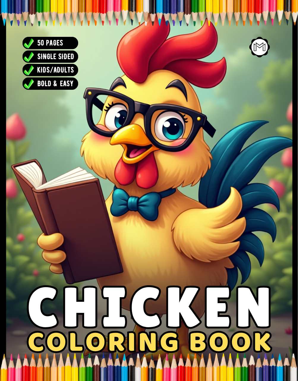 Cute Funny Chicken Coloring Book Gift for Adults Kids Boys Girls Teens Bold and Easy Chicken Bird Coloring Sheets for Children Relaxation