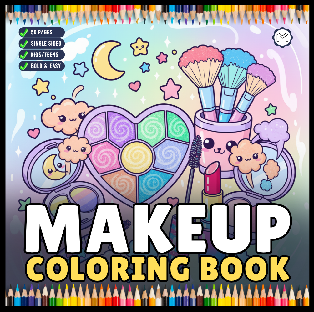 Cool Beauty Stuff Makeup Items Coloring Book for Women Mom Wife Girls Teens Cute and Comfy Fashion Makeup Items Coloring Activity Book