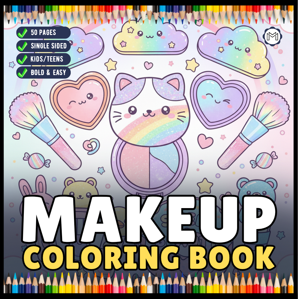 Cool Beauty Stuff Makeup Items Coloring Book for Women Mom Wife Girls Teens Cute and Comfy Fashion Makeup Items Coloring Activity Book