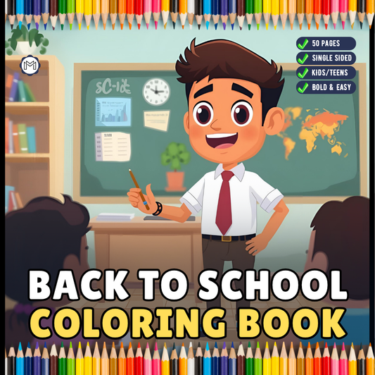 Cool Back to School Coloring Book for Kids Boys Girls Teens Youth 50 Pages Single Sided Back to School Coloring Activity Book for Students