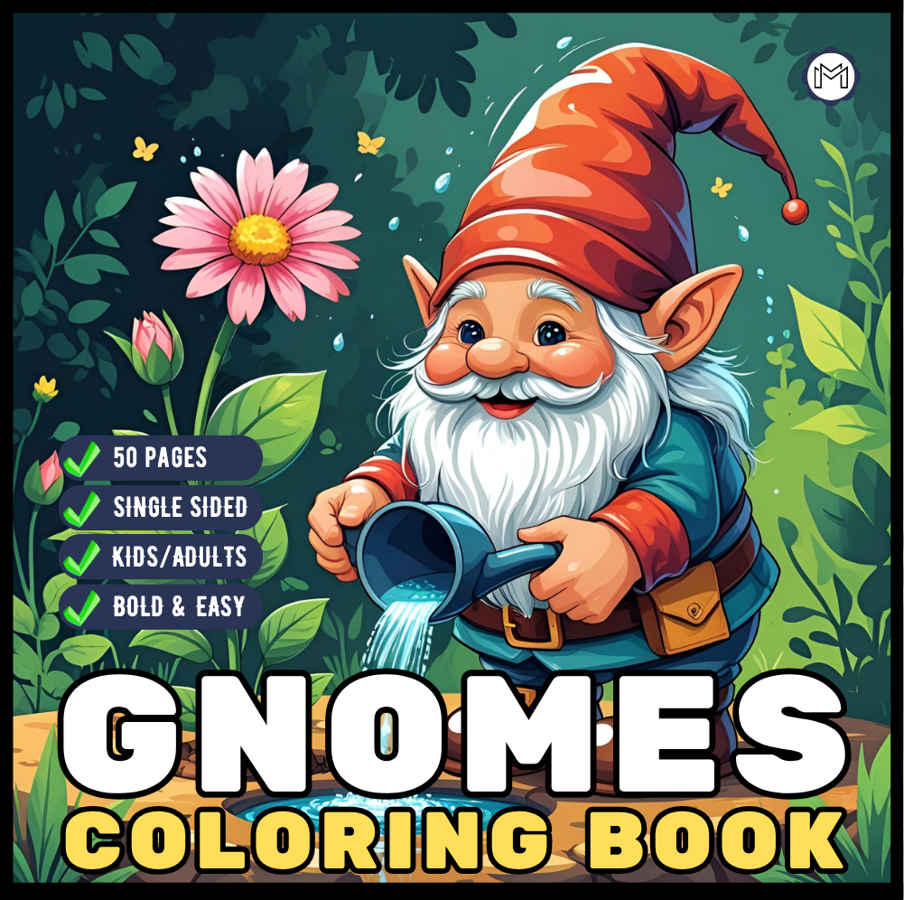 Bold Easy Simple Whimsical Gnome Coloring Sheets Cozy and Comfy Garden Gnomes Coloring Book Gift for Adults Men Women Kids Boys Girls Teens