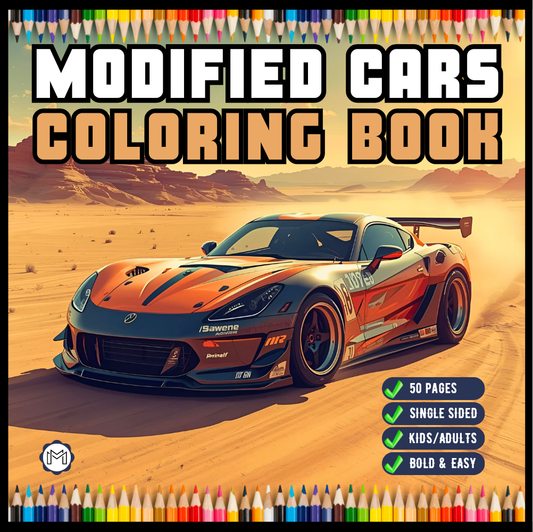 Modified Cars Coloring Book for Adults Men Women Kids Boys Girls Teens Drift Cars Coloring Activity Book Gift Modified Exotic Racing Cars