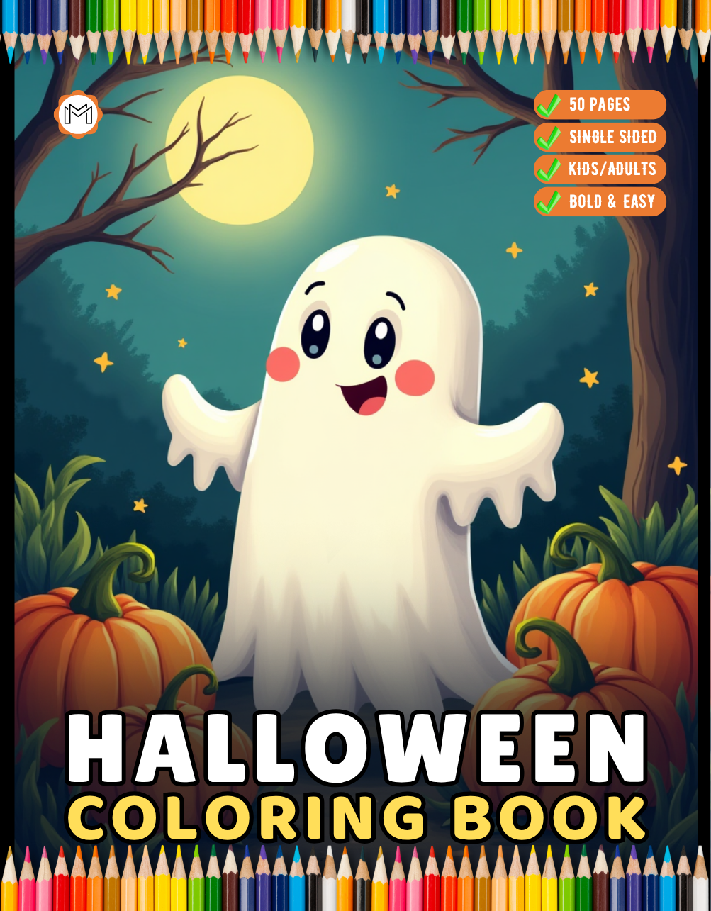 Cute Funny Spooky Halloween Coloring Book for Adults Kids Boys Girls Young Teens Fall Season Halloween Coloring Pages Gift for Children