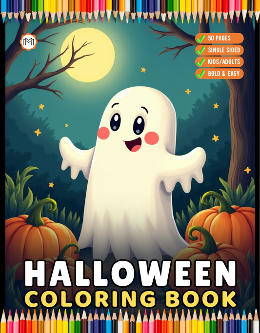 Cute Funny Spooky Halloween Coloring Book for Adults Kids Boys Girls Young Teens Fall Season Halloween Coloring Pages Gift for Children