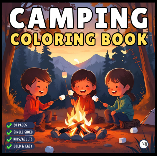 Bold and Easy Cozy Camping Coloring Book Gift for Adults Men Women Kids Boys Girls Young Teens Summer Camp Camping Coloring Sheets Children