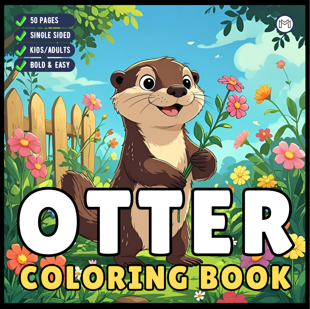 Funny Cute Kawaii Sea Otter Animal Coloring Book Gift for Adults Men Women Kids Boys Girls Teens Cool River Otter Coloring Activity Book