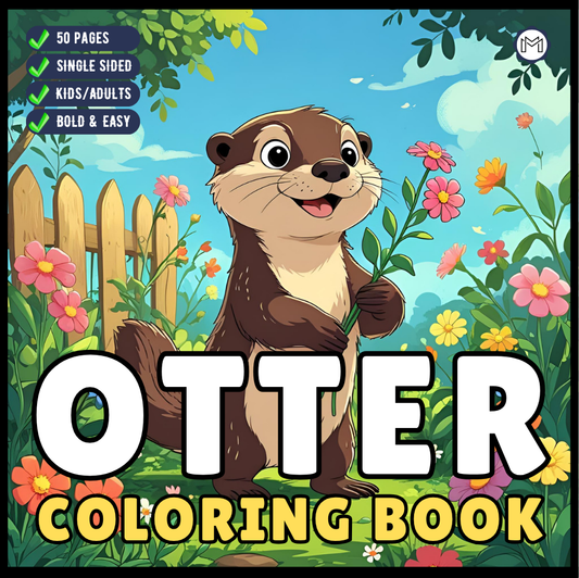Funny Cute Kawaii Sea Otter Animal Coloring Book Gift for Adults Men Women Kids Boys Girls Teens Cool River Otter Coloring Activity Book