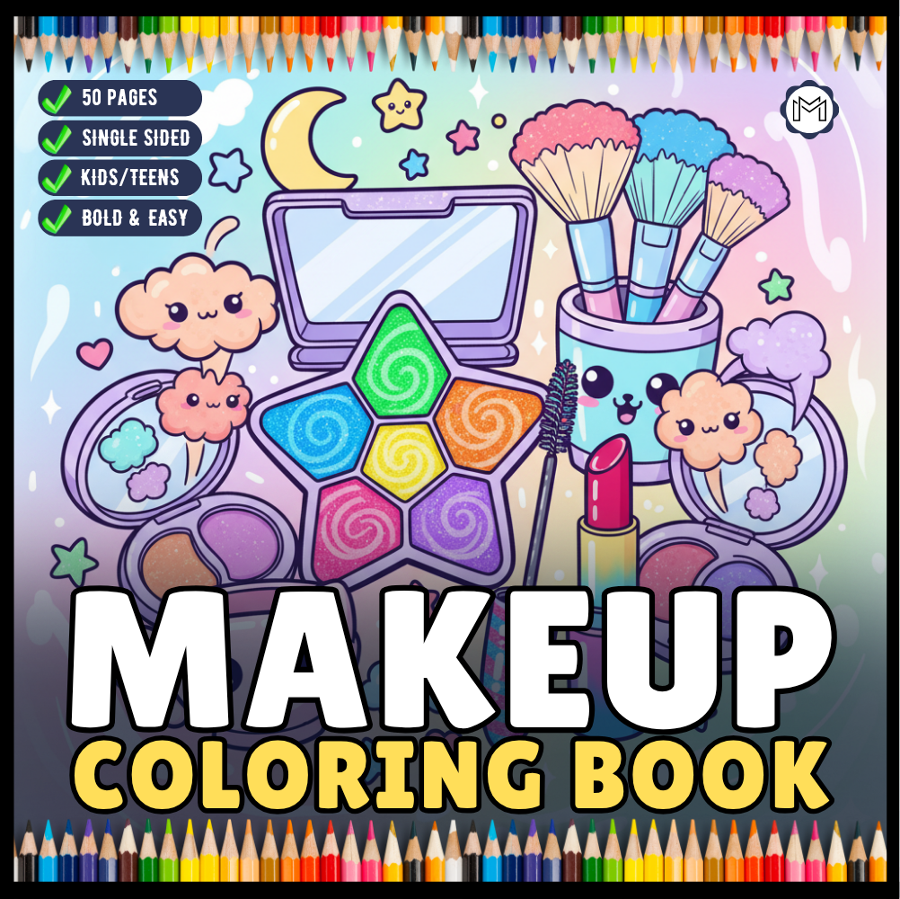 Cool Beauty Stuff Makeup Items Coloring Book for Women Mom Wife Girls Teens Cute Comfy Fashion Makeup Stress Relief Coloring Activity Book