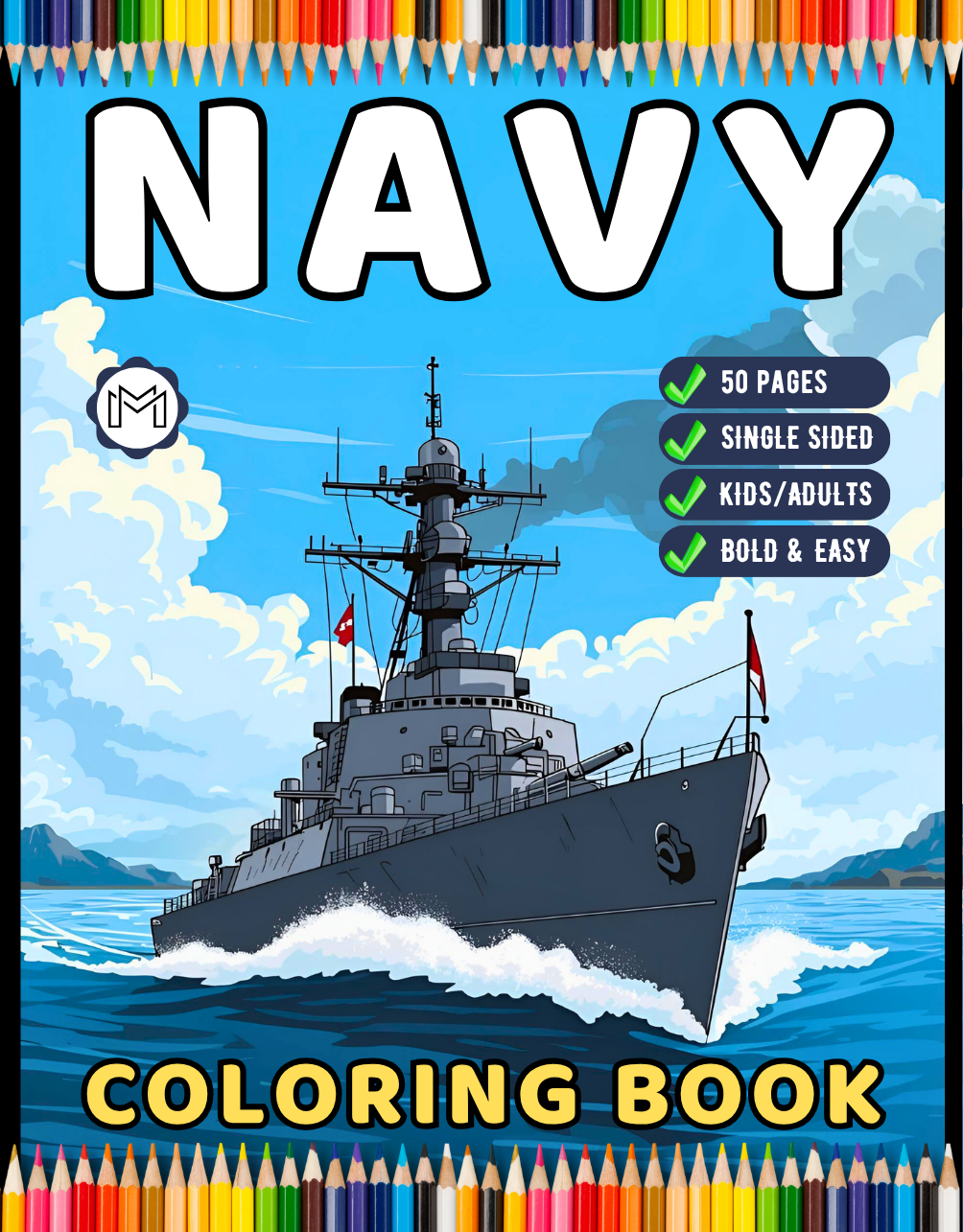 Navy Ship Coloring Book for Adults Men Women Kids Boys Girls Teens Military Navy Coloring Pages Children Navy Carrier Ship Coloring Sheets