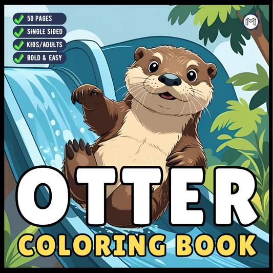 Funny Cute Kawaii Sea Otter Animal Coloring Book Gift for Adults Men Women Kids Boys Girls Teens Cool River Otter Coloring Activity Book