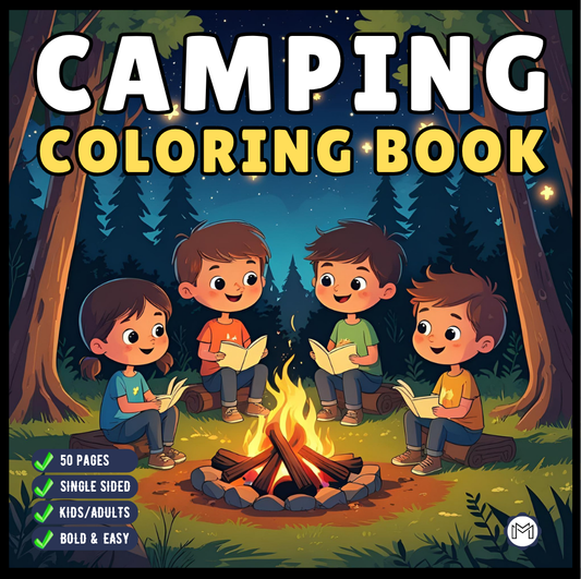 Bold and Easy Cozy Camping Coloring Book Gift for Adults Men Women Kids Boys Girls Young Teens Summer Camp Camping Coloring Sheets Children
