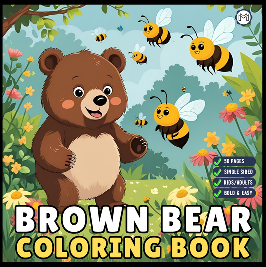 Cute Brown Bear Coloring Book Gift for Adults Kids Men Women Young Boys Girls Teens Cool Cozy Teddy Bear Coloring Activity Book for Children