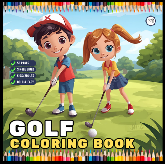 Golf Player Golfer Coloring Book for Adults Men Women Kids Boys Girls Teens Youth Simple Stress Free Relief Coloring Book Golfing Coloring