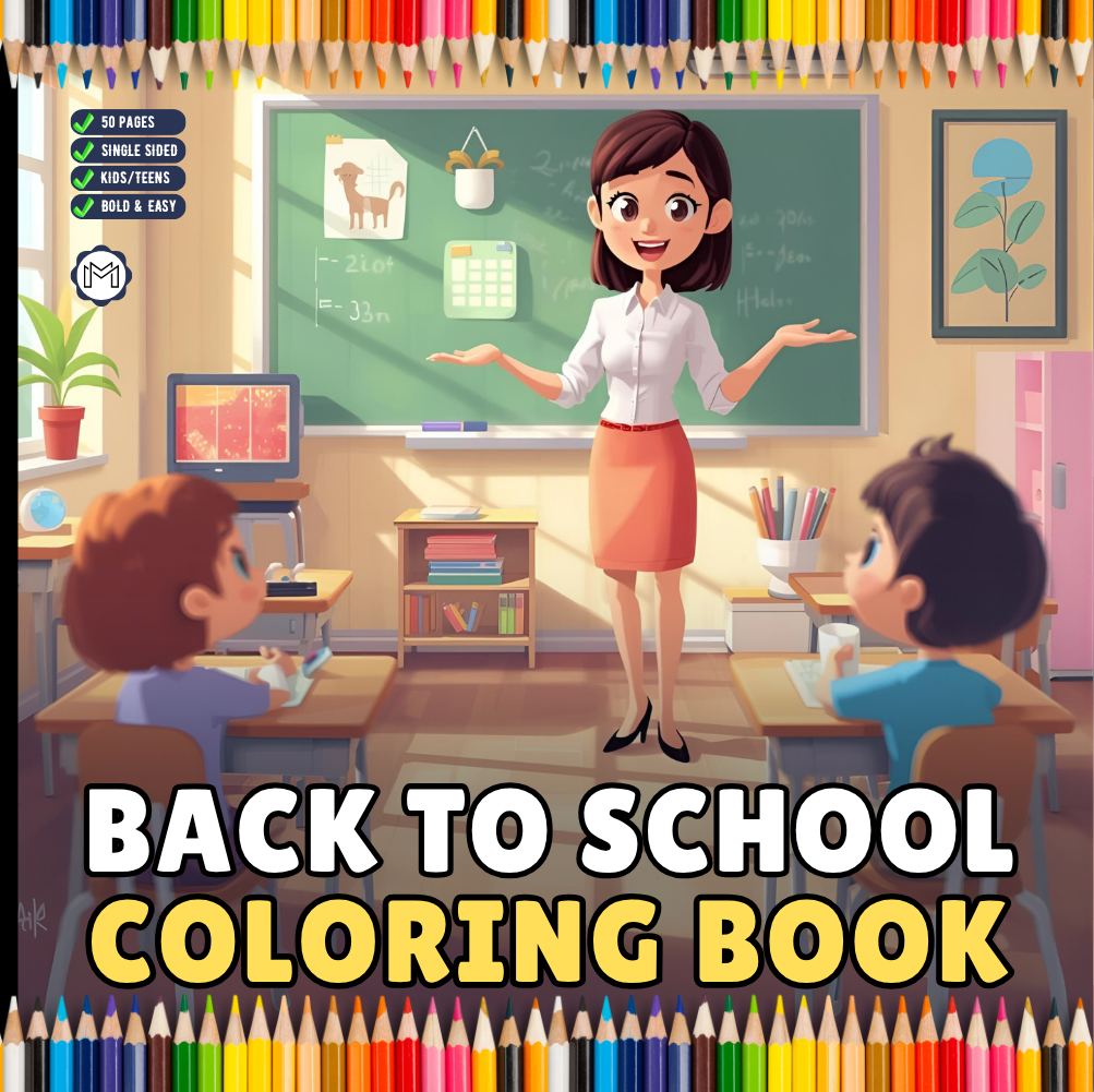 Cool Back to School Coloring Book for Kids Boys Girls Teens Youth 50 Pages Single Sided Back to School Coloring Activity Book for Students