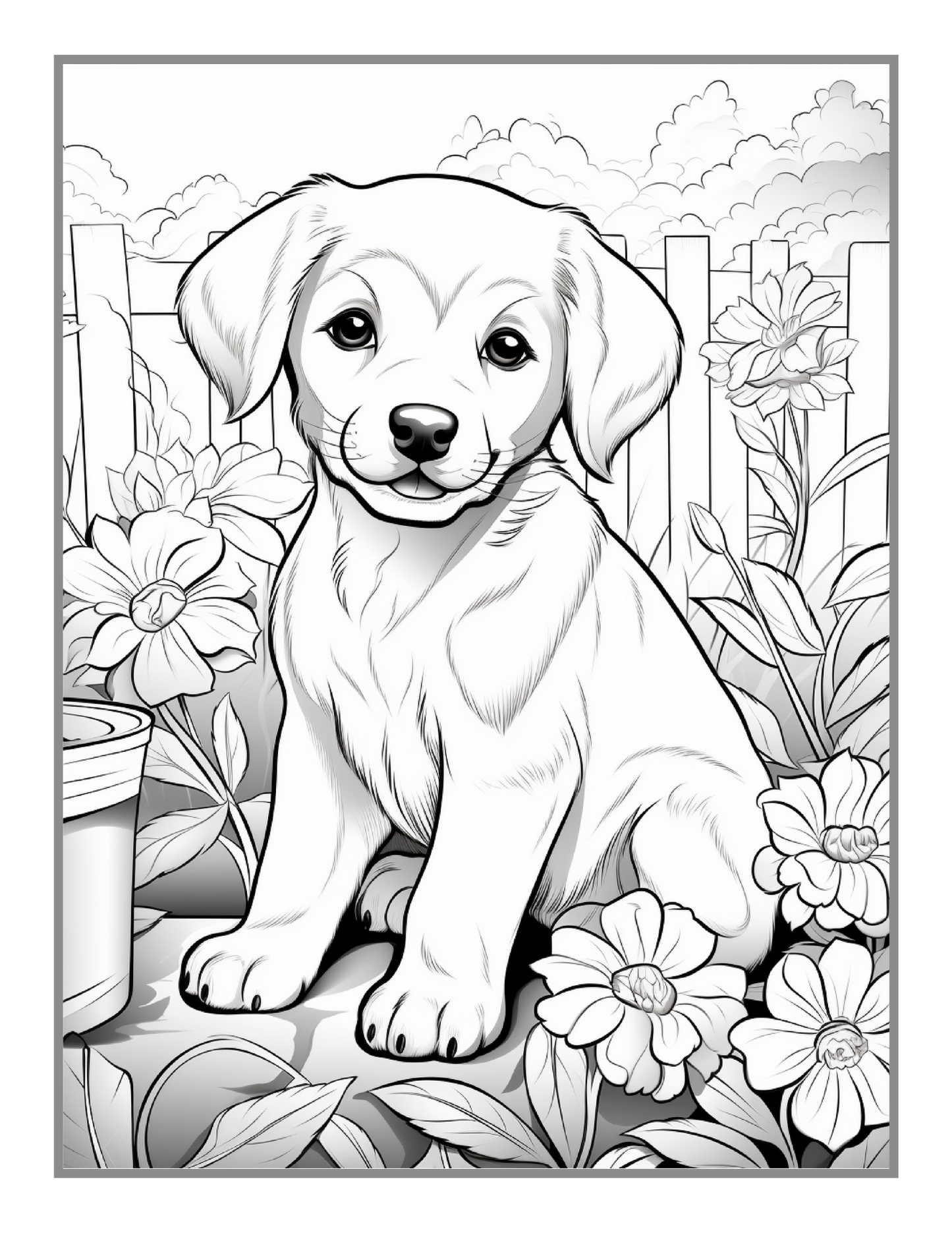 50 Pages Cute Dog Puppy Lover Coloring Book Gift for Adults Kids Boys Girls Teens Men Women Easy Dog Coloring Activity Book for Relaxation