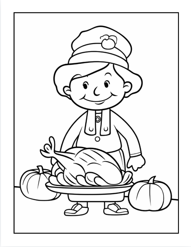 50 Pages Thanksgiving Coloring Book for Kids Boys Girls Happy Thanksgiving Religious Holiday Fall Autumn Pumpkin Turkey Dinner Coloring Book