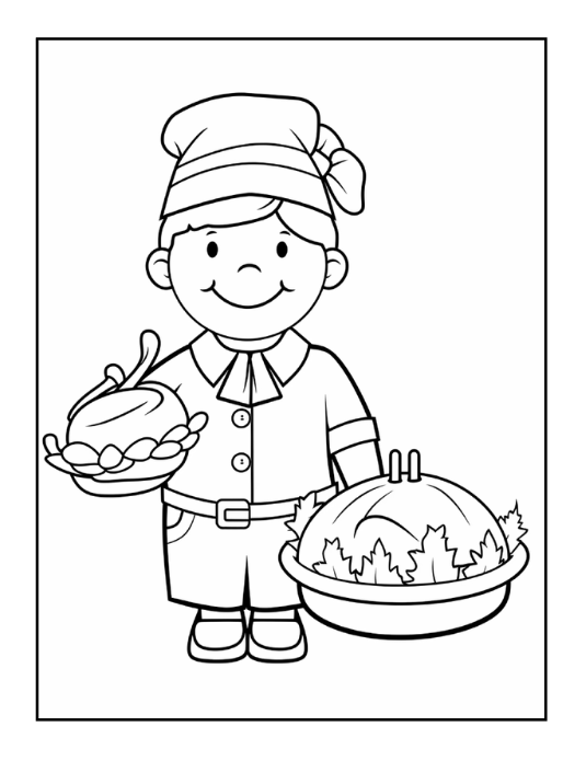 50 Pages Thanksgiving Coloring Book for Kids Boys Girls Happy Thanksgiving Religious Holiday Fall Autumn Pumpkin Turkey Dinner Coloring Book