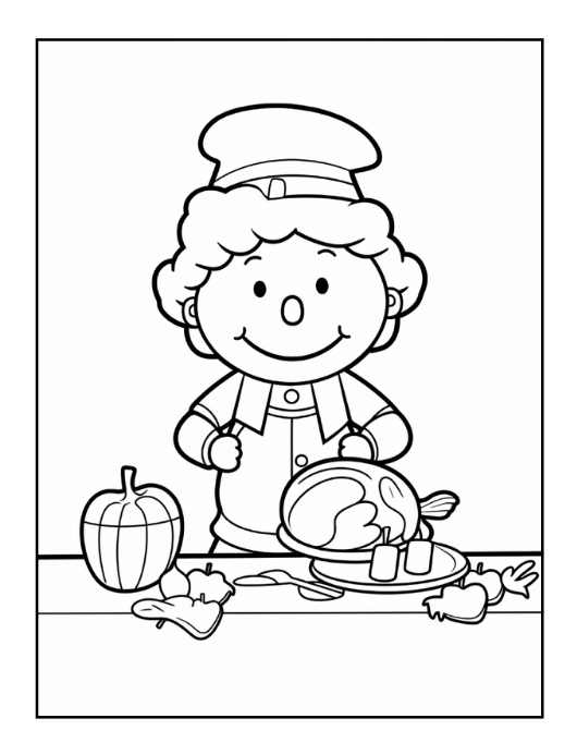 50 Pages Thanksgiving Coloring Book for Kids Boys Girls Happy Thanksgiving Religious Holiday Fall Autumn Pumpkin Turkey Dinner Coloring Book