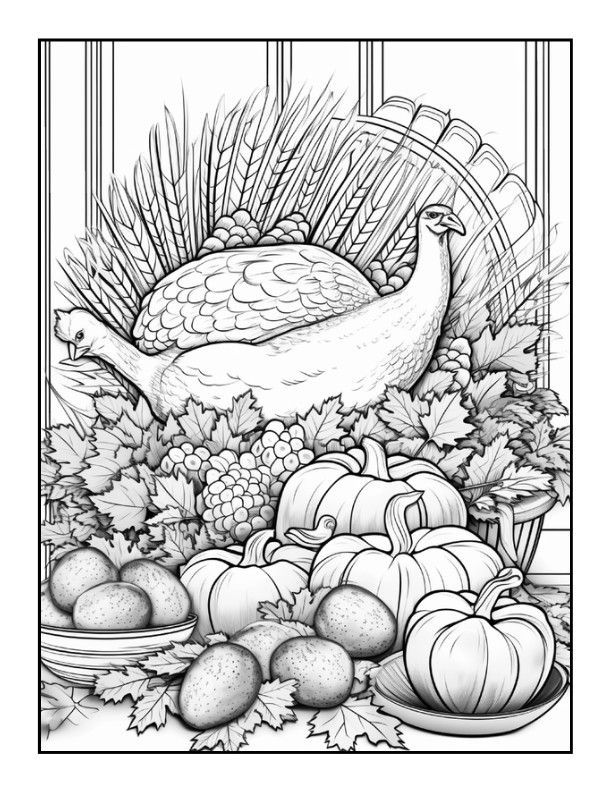 50 Pages Thanksgiving Coloring Book for Kids Boys Girls Happy Thanksgiving Religious Holiday Fall Autumn Pumpkin Turkey Dinner Coloring Book