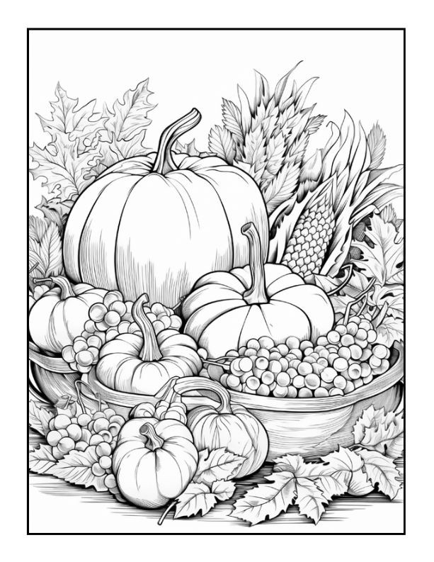 50 Pages Thanksgiving Coloring Book for Kids Boys Girls Happy Thanksgiving Religious Holiday Fall Autumn Pumpkin Turkey Dinner Coloring Book