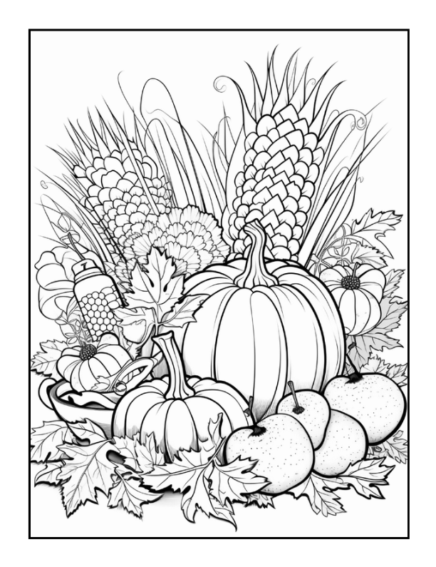 50 Pages Thanksgiving Coloring Book for Kids Boys Girls Happy Thanksgiving Religious Holiday Fall Autumn Pumpkin Turkey Dinner Coloring Book