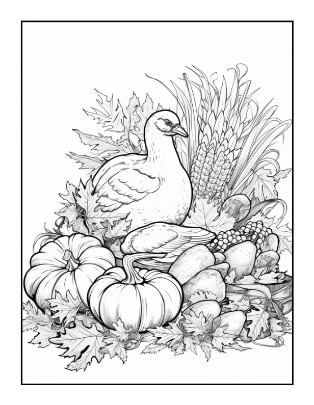 50 Pages Thanksgiving Coloring Book for Kids Boys Girls Happy Thanksgiving Religious Holiday Fall Autumn Pumpkin Turkey Dinner Coloring Book