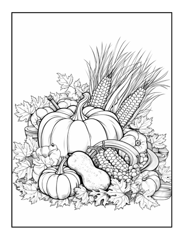 50 Pages Thanksgiving Coloring Book for Kids Boys Girls Happy Thanksgiving Religious Holiday Fall Autumn Pumpkin Turkey Dinner Coloring Book