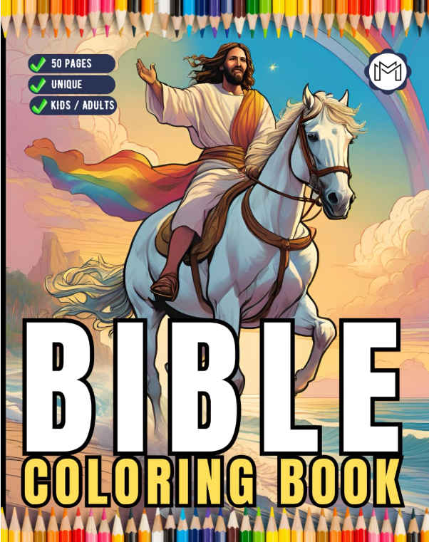 50 Pages Easy Jesus Coloring Book Gift for Adults Kids Children Boys Girls Teens Christian Religion Catholic Bible Stories Coloring Pages