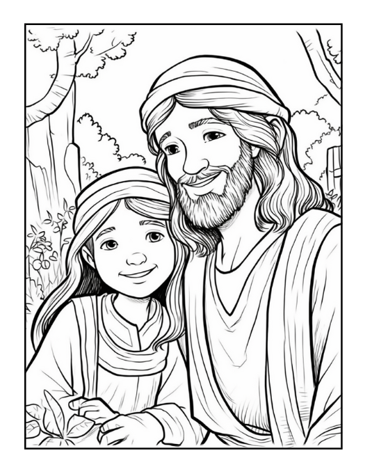 50 Pages Easy Jesus Coloring Book Gift for Adults Kids Children Boys Girls Teens Christian Religion Catholic Bible Stories Coloring Pages