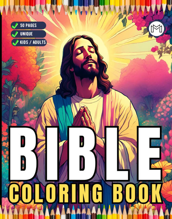 50 Pages Easy Jesus Coloring Book Gift for Adults Kids Children Boys Girls Teens Christian Religion Catholic Bible Stories Coloring Pages